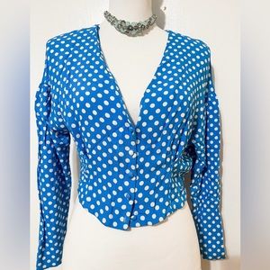 Like new Zara trf blue polka dot top size M sfh great for spring and summer!